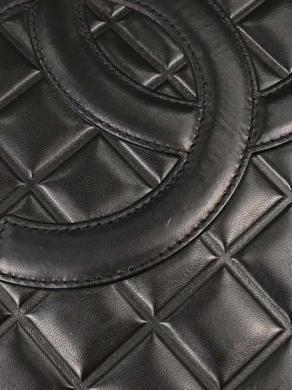 Chanel Black Lambskin Choco Bar Tote Handbag